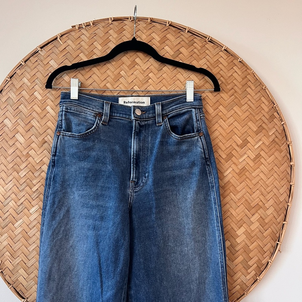 REFORMATION CROPPED LISA WIDE-LEG IN WASH BASIN COASTAL COWGIRL CLASSIC BOHO EUC - Picture 4 of 12
